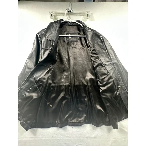 Vintage KC Collections Womens Black Leather Jacket  Zip Collar Style Outerwear - Picture 7 of 9